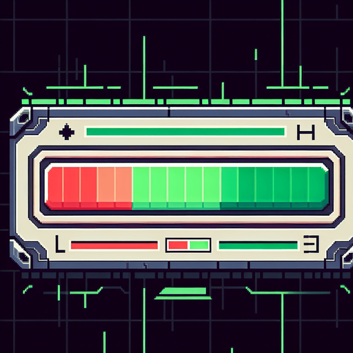 • Position: The health bar should be positioned at the top of the screen, centered or slightly to the left side, to ensure it remains visible throughout gameplay.

• Appearance: The health bar should be a simple horizontal bar with a clear color gradient, typically from green to red, indicating the player's remaining health. The bar should be easily distinguishable from the background and should have a smooth and consistent shape.

• Size: The health bar should be large enough to be easily visible without taking up too much screen space. A height of 5-10 pixels is generally sufficient.

Single Game Texture. In-Game asset. 2d. Blank background. High contrast. No shadows.