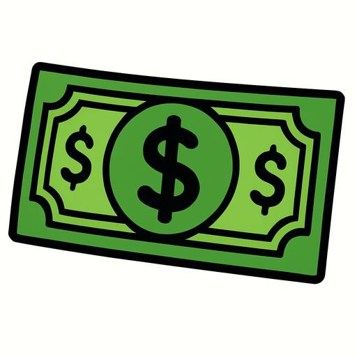 yeşil dolar.
In-Game asset.  2d.  High contrast.  No shadows