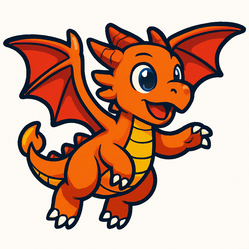 Bébé dragon en train de voler.
In-Game asset.  2d.  High contrast.  No shadows