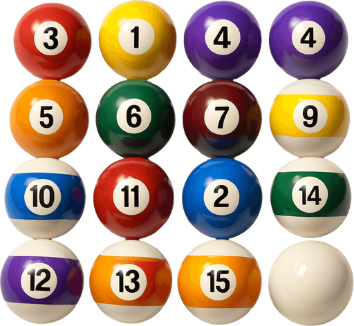 16 ball of billiard, 3D colors, 3d texture, HD colors.
In-Game asset.  High contrast.  No shadows. 3D