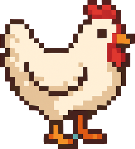 Tavuk pixel.
In-Game asset.  2d.  High contrast.  No shadows