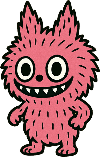 Pink labubu.
In-Game asset.  2d.  High contrast.  No shadows