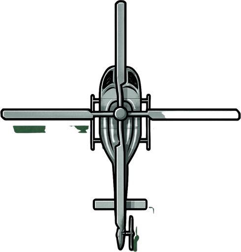 Helicopter image from upsite for 2d rpg game, color of helicopter is silver.
In-Game asset.  2d.  High contrast.  No shadows