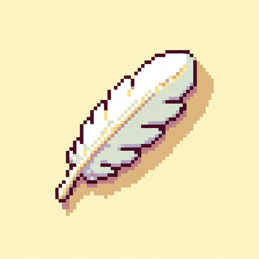 snes white feather.
Single Game Texture.  In-Game asset.  2d.  Blank background.  High contrast.  No shadows