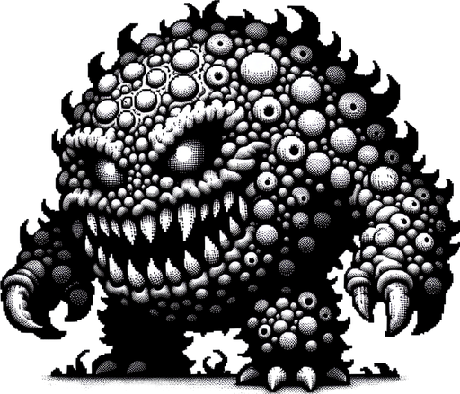 monster.
Single Game Texture.  In-Game asset.  2d.  Blank background.  High contrast.  No shadows