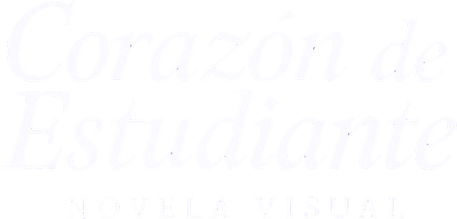 Create a title screen logo with the following text:
"Corazón de Estudiante - Novela Visual"
Behind the text, the Andromeda Galaxy (M31) stretches across the background, creating a dreamy, cosmic atmosphere that evokes mystery and romance.
