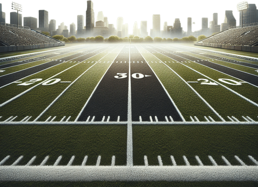 Football ground from middle.
Single Game Texture. In-Game asset. 2d. Blank background. High contrast. No shadows.
