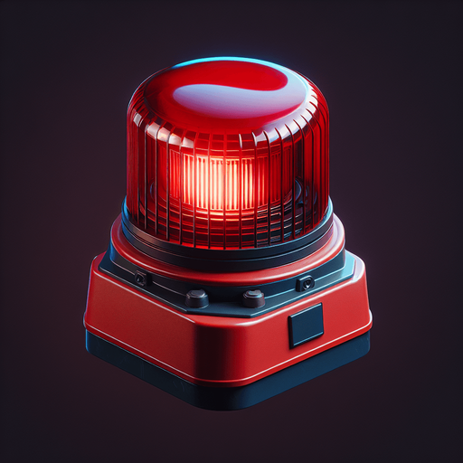 red flashing police alarm device asset from profile view