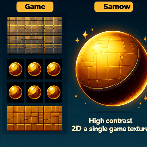 Una esfera de oro.
Single Game Texture.  In-Game asset.  2d.  Blank background.  High contrast.  No shadows