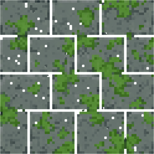 A tile of grey and mossy dungeon stone floor. Pixel art..
In-Game asset.  2d.  High contrast.  No shadows