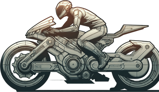 sci fi bike with person riding facing right side
Single Game Texture.  In-Game asset.  High contrast.
Single Game Texture.  In-Game asset.  2d.  Blank background.  High contrast.  No shadows