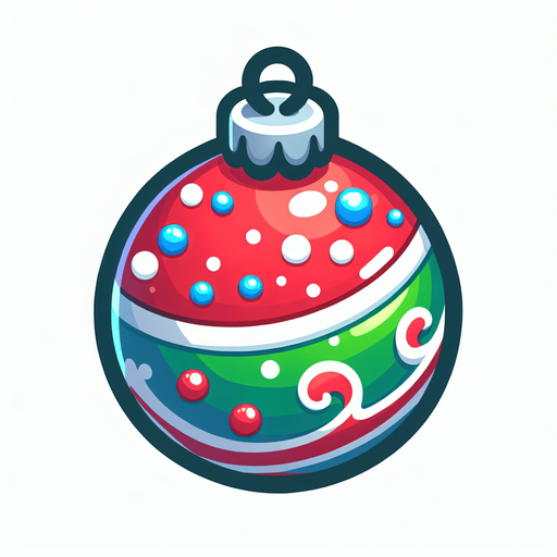 Ball with Christmas skin. Cartoon. Single Game Texture. In-Game asset. 2d. Blank background. High contrast. No shadows.