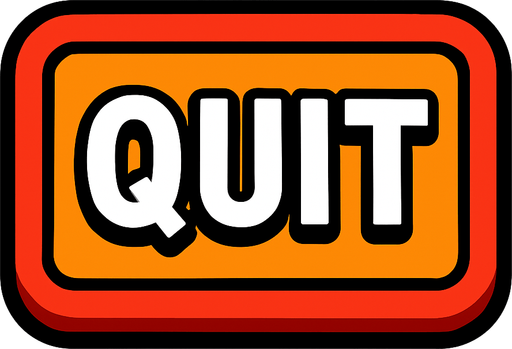 Quit button for video game.
In-Game asset.  2d.  High contrast.  No shadows