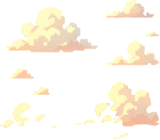 Morning sky background, fluffy white clouds, soft blue gradient, sunrise colors, peaceful atmosphere, 2D pixel art.
In-Game asset.  2d.  High contrast.  No shadows