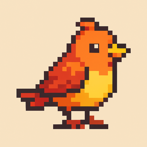 Pixel art kuş.
In-Game asset.  2d.  High contrast.  No shadows