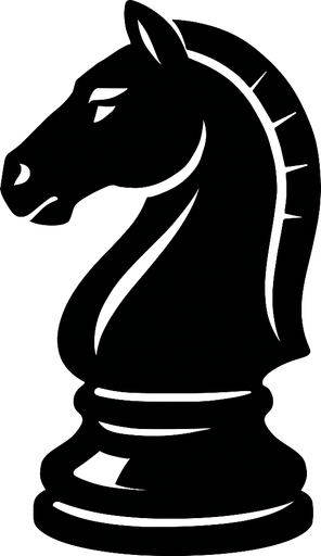 siyah satranç atı.
In-Game asset.  2d.  High contrast.  No shadows