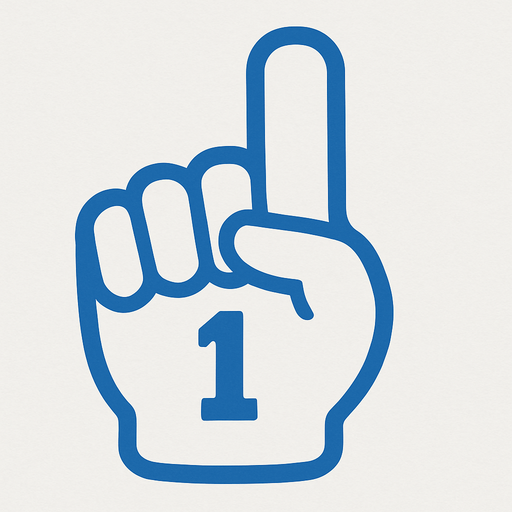 Medium white blue outline on a white finger saying 1 in the middle.
In-Game asset.  2d.  High contrast.  No shadows