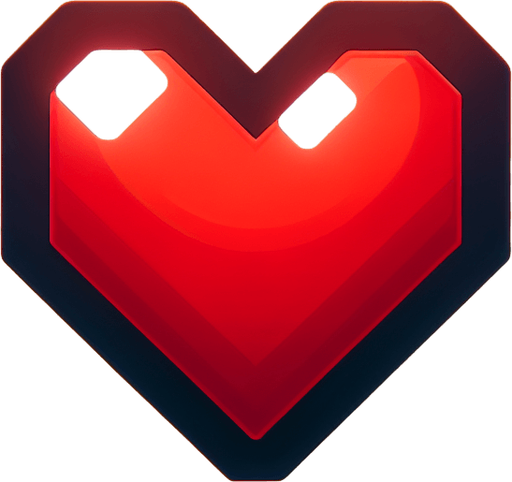 A red heart. simple..
Single Game Texture. In-Game asset. 2d. Blank background. High contrast. No shadows.
