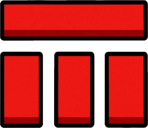 long quadrilateral simple red blocks.
In-Game asset.  2d.  High contrast.  No shadows