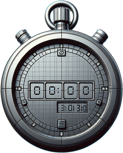 3D image of a digital stopwatch face with no numbers shown on the display.
Single Game Texture. In-Game asset. 2d. Blank background. High contrast. No shadows.