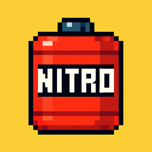 pixel art nitro.
In-Game asset.  2d.  High contrast.  No shadows