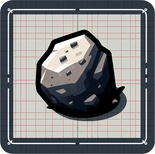 rock.
Single Game Texture. In-Game asset. 2d. Blank background. High contrast. No shadows.