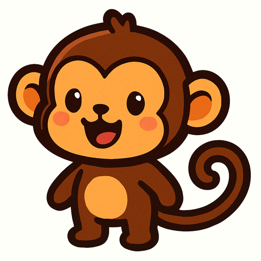 cute monkey.
In-Game asset.  2d.  High contrast.  No shadows
