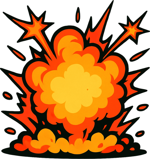 explosion.
In-Game asset.  2d.  High contrast.  No shadows