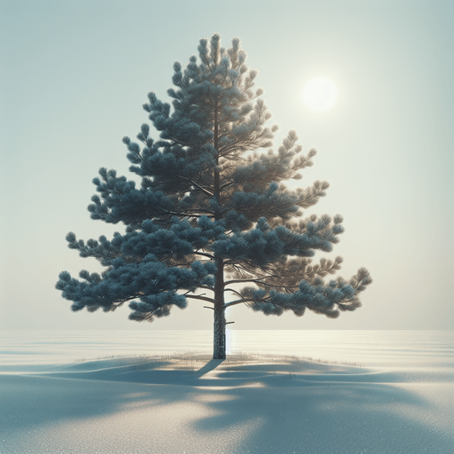 Single Photorealistic snowy Pinewood