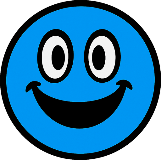 blue happy ball.
In-Game asset.  2d.  High contrast.  No shadows