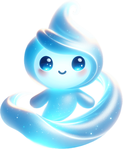Design a whimsical, uplifting, and glowing character to represent the True Self in a self-discovery game. The character has a soft, fluid form with a shimmering blue body that radiates light and positivity. Its face is friendly and approachable, with round, twinkling eyes full of curiosity and warmth. The character’s playful design includes rounded features and a swirling tail that gives it a floating, ethereal quality. Its posture is relaxed and confident, often depicted leaning back with a serene smile, exuding calmness and self-assurance. The vibrant blend of light blues and whites creates a magical, almost celestial presence, making it a comforting guide for the hero. This character symbolizes inner strength, self-awareness, and positivity, acting as a source of guidance and encouragement throughout the journey..
In-Game asset. 3d. Blank background. High contrast. No shadows.