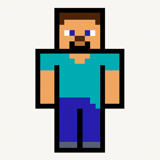 miceraft steve.
In-Game asset.  2d.  High contrast.  No shadows