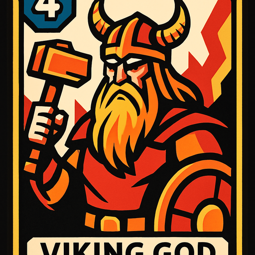 viking god card.
In-Game asset.  2d.  High contrast.  No shadows