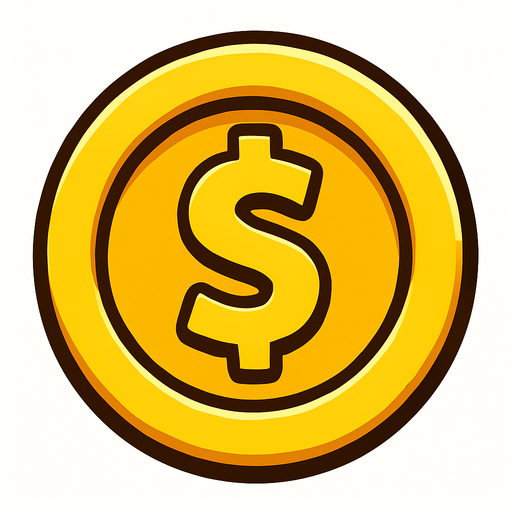 coin.
In-Game asset.  2d.  High contrast.  No shadows