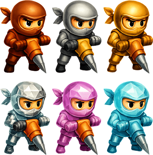 Same image but with bronze,silver,gold,diamond,crystal pink, ninjas and the digg machines.