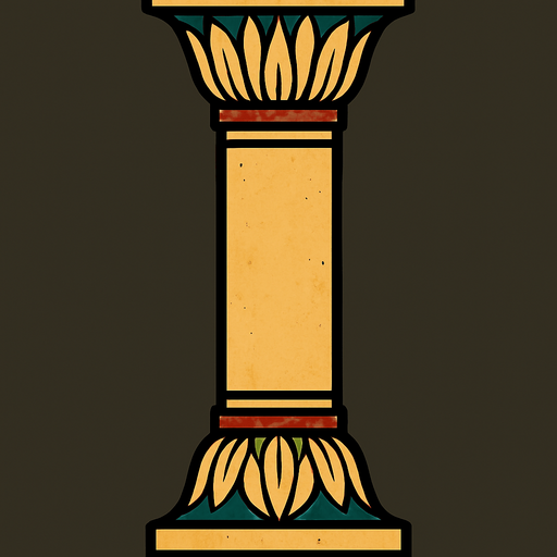 column pillar belonging to ancient Egypt. the top and bottom are the same. symmetrical.
In-Game asset.  2d.  High contrast.  No shadows