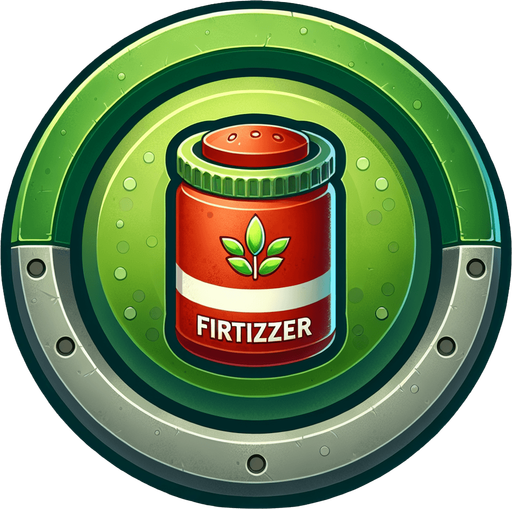 fertilizer  button.
Single Game Texture.  In-Game asset.  2d.  Blank background.  High contrast.  No shadows