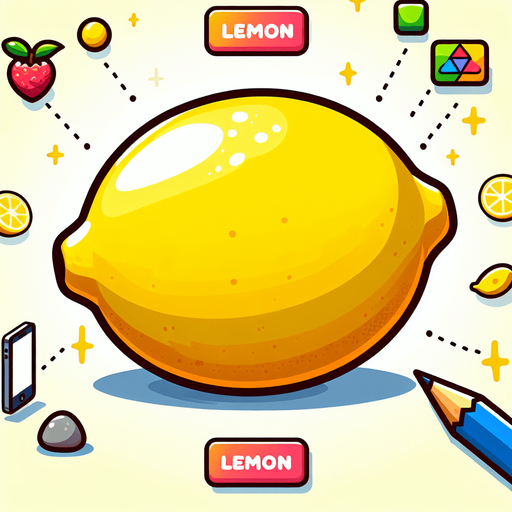 lemon fruit cartoon style.
Single Game Texture.  In-Game asset.  2d.  Blank background.  High contrast.  No shadows