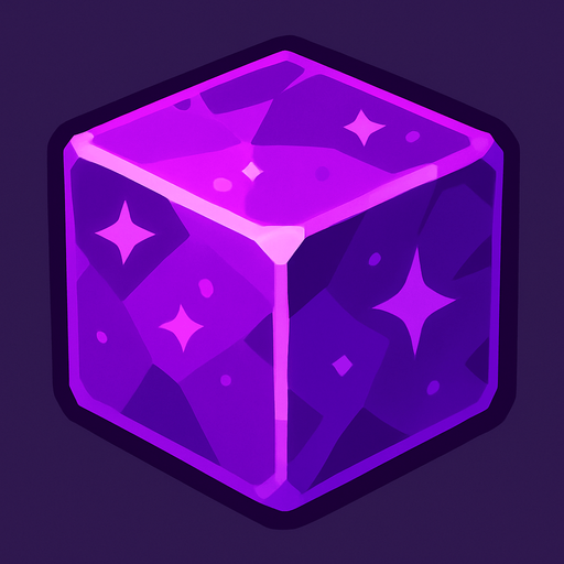Purple gem cube.
In-Game asset.  2d.  High contrast.  No shadows