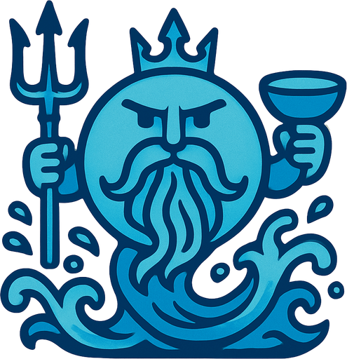make a blue circle who is also a water god.
In-Game asset.  2d.  High contrast.  No shadows