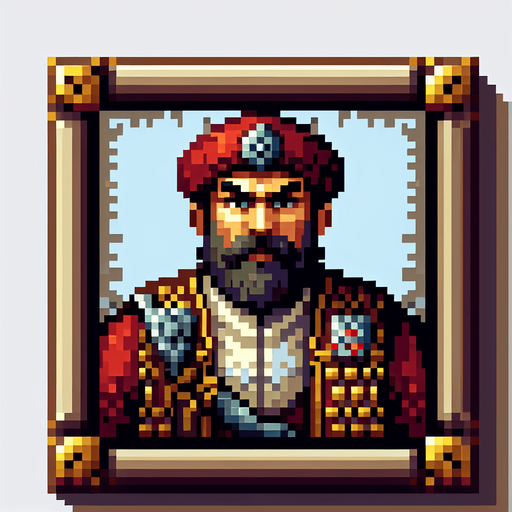 osmali askeri coook guclu bir turk 2d pixelart.
Single Game Texture.  In-Game asset.  2d.  Blank background.  High contrast.  No shadows