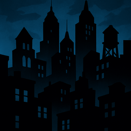 dark city for mobile wallpaper.
In-Game asset.  2d.  High contrast.  No shadows