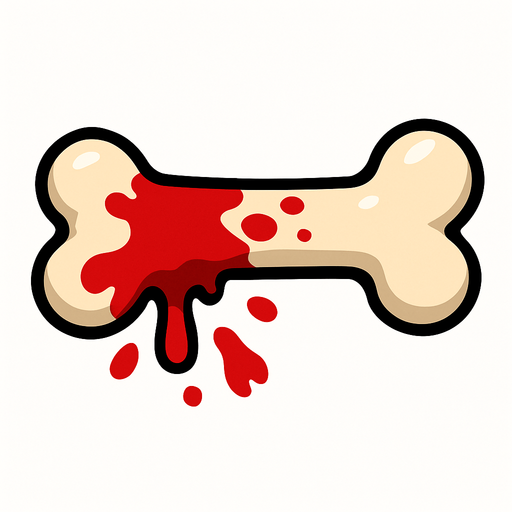 Kanlı kemik 2D. Top View..
In-Game asset.  2d.  High contrast.  No shadows