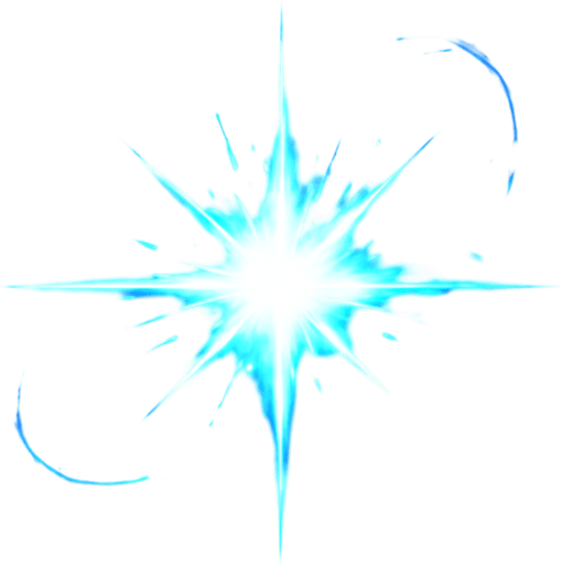 A magical sci-fi starburst explosion for a 2D game effect, with a bright blue and white energy core bursting outward in radiant spikes, surrounded by glowing particles, swirling light trails, and a soft nebula-like aura. The effect should feel like a powerful portal discharge or dimensional rift opening, with dynamic energy and cinematic glow. Transparent background, digital art style, top-down angle, ideal for sprite use in games..
In-Game asset.  2d.  High contrast.  No shadows