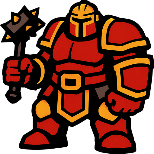 bulky warrior like a tank.
In-Game asset.  2d.  High contrast.  No shadows