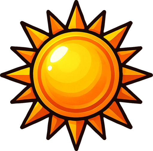 Sol puntiagudo luminoso.
In-Game asset.  2d.  High contrast.  No shadows