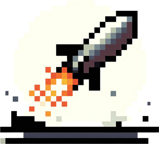 an 8-bit missile pointing downward.
Single Game Texture. In-Game asset. 2d. Blank background. High contrast. No shadows.