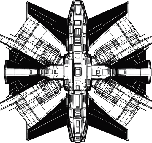 basic spaceship scheme inverted colors..
BW. Top view.