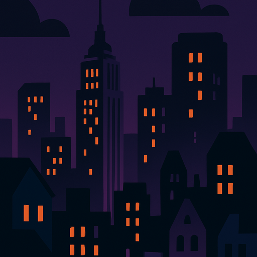 dark city for mobile wallpaper.
In-Game asset.  2d.  High contrast.  No shadows