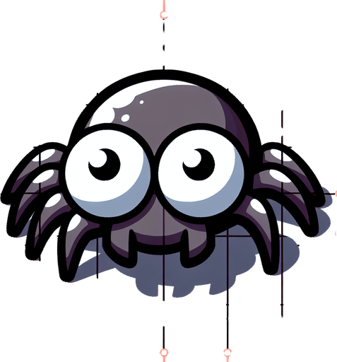 Cartoony looking spider, with two big round eyes
Single Game Texture. In-Game asset. 2d. Blank background. High contrast. No shadows.